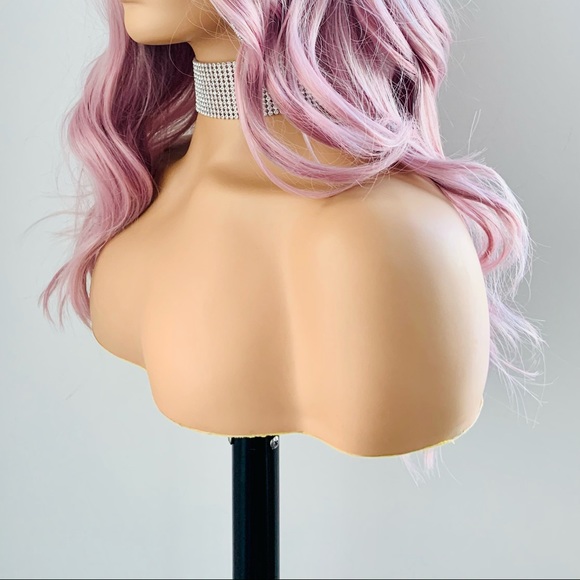 A Pretty 22” Ombre Pink Lace Front Premium Fiber Wig - Picture 9 of 11